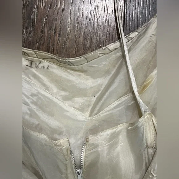 Vintage 1970s HEFTCO Beaded Wedding Gown, Matching Corset Vest Rhinestone Detail - Picture 16 of 17